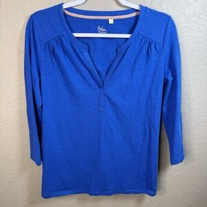 Women's Boden Vneck Long Sleeve Blue Shirt Top Small